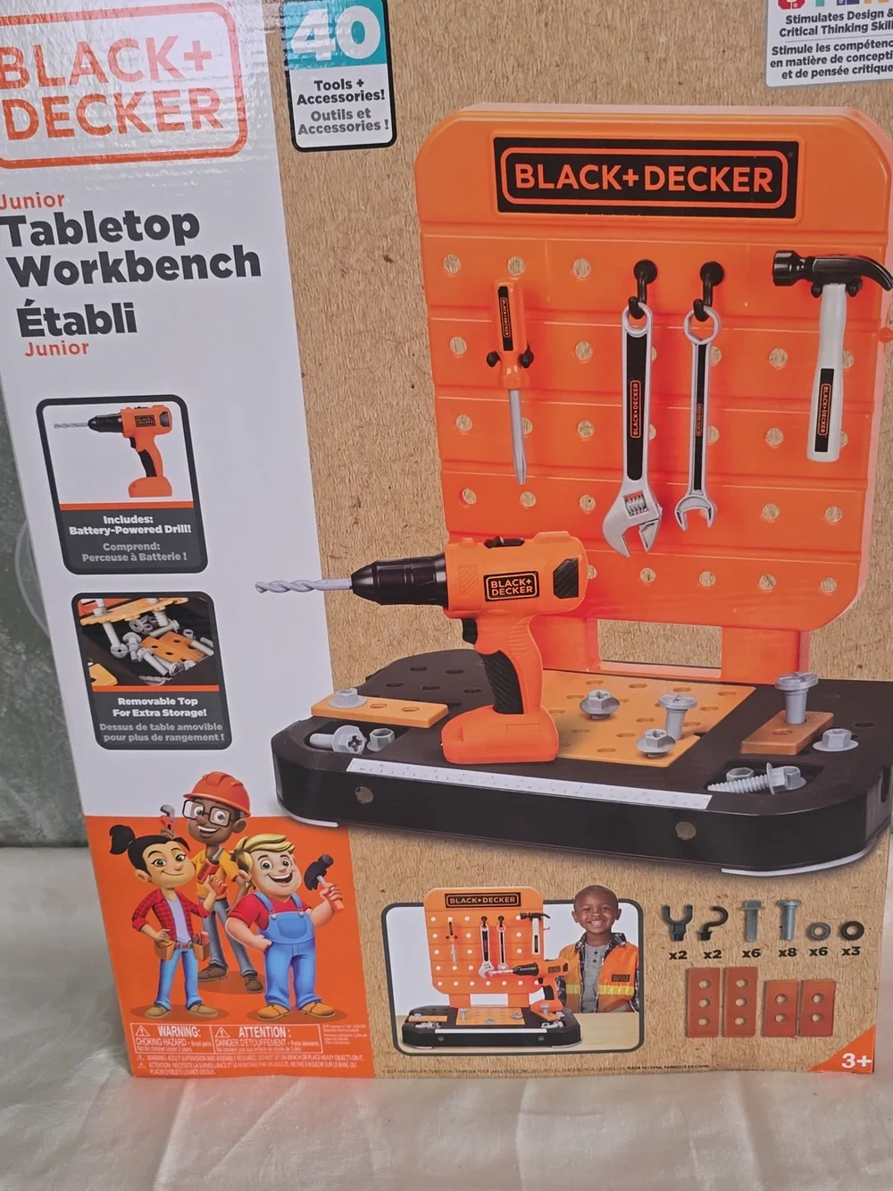 BLACK+DECKER Junior Tabletop Workbench - Orange and Black 40pcs New